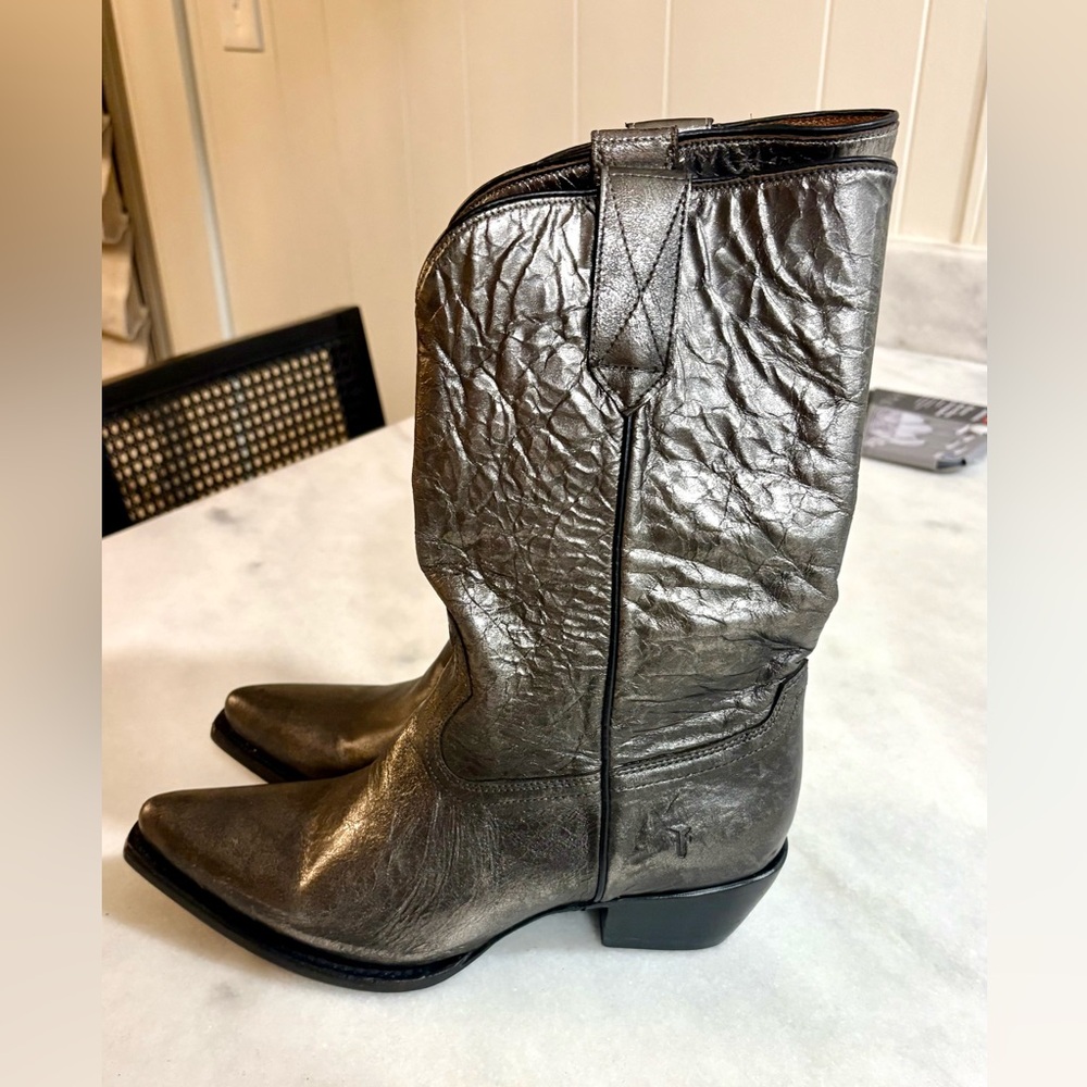 Frye Gunmetal Leather Boots